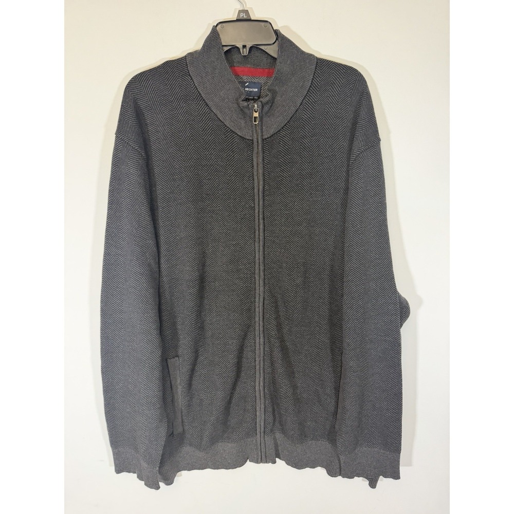 Daniel Hechter Paris Sweater Men's Size 4X Full Zip Gray Knit Jacket
